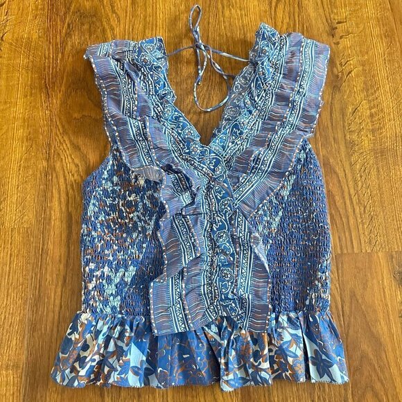 Anthropologie love the label Ruffled V-Neck Blouse XL - Picture 4 of 8